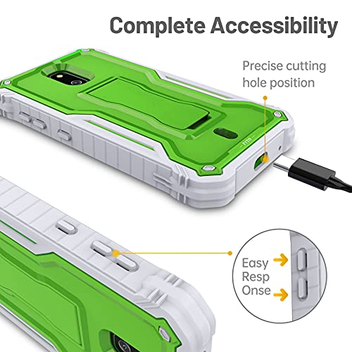 Fito For Cricket Debut Case, Compatible With Att Calypso 2 Phone, Dual Layer Shockproof Heavy Duty Case With Screen Protector, Built-In Kickstand (Green) #TOP2
