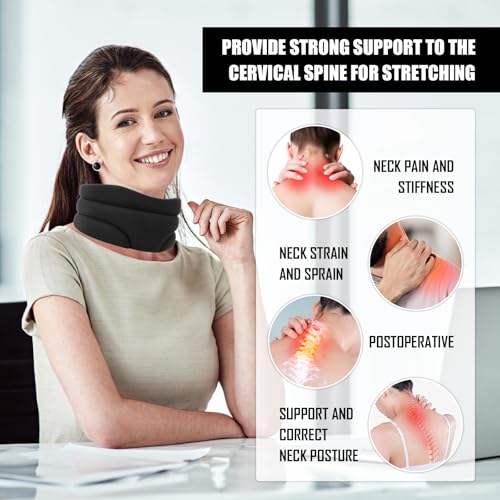 Wvu & Wvo Nackenstütze gegen Nackenschmerzen, Weich Halskrause für Schlafen, Neck Support zur Unterstützung der Halswirbelsäule Druckentlastung für Frauen und Männer, Schwarz