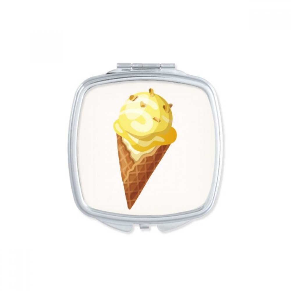 Miroir compact portable mignon jaune motif crème glacée miroir de poche carré