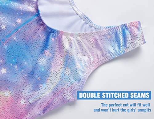 Image of TENVDA Girl's One Piece Swimsuit Sparkle Sleeveless One-Piece Bathing Suits Swimwear for Kids 2-12 Years Old