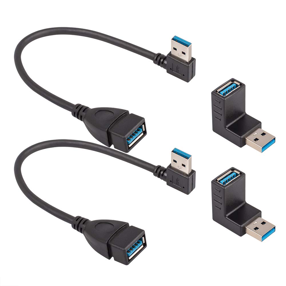 YuCool USB 3.0 Adapter and USB 3.0 Extension Cable, Left and Right Angle Extension Data Cable and Vertical Up and Down Angle Coupler Connector
