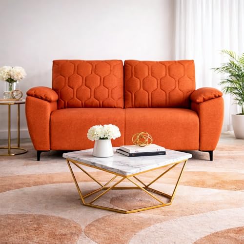 Image of Centuary Sleepables Modena Premium Sofa|Classy Quilted Suede Fabric Upholstery|Fiber-Filled Back Cushion|Wide Plush Fibrefilled Armrests|Ergonomic Lumbar Support |Walnut Brown|3 Years Warranty