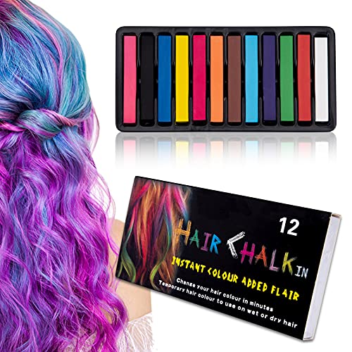 Hair Chalk Stick Set, Halloween Christmas Birthday Cosplay and DIY, Non-toxic Temporary Washable Hair Color Chalk Girls Boys Teen Kids Gift, 12 Colors Hair Chalk Stick Set, Halloween Christmas Birthday Cosplay and DIY, Non-toxic Temporary Washable Hair Color Chalk Girls Boys Teen Kids Gift, 12 Colors