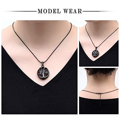 Cremation Jewelry Tree of Life Urn Necklaces for Ashes Memorial Keepsake Pendant Locket Ashes Holder Jewelry for Women Men (Black) - Thumbnail 2