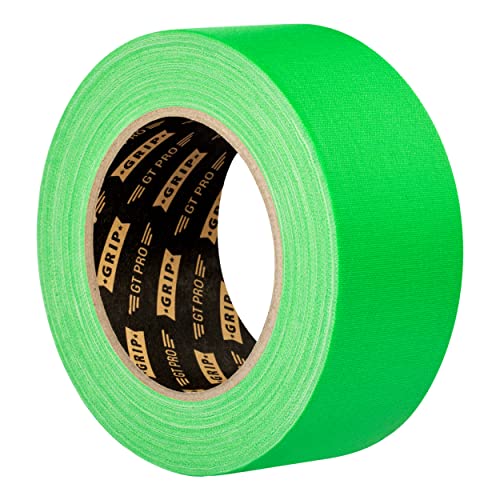GRIP Eventbasics GT PRO Tape Neon Green Fabric Tape 50 mm x 25 m Marking Repair Tape Art, Green,Grey,White