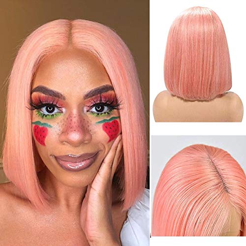 Bob Wig Humain Hair Pink Silky Straight Hair Wigs 14 inch 180% Density Lace Front Bob Wig with 13x6 Swiss Lace and Adjustable Cap Pre Plucked Bob Lace Wigs easy to wear (#Pink) Bob Wig Humain Hair Pink Silky Straight Hair Wigs 14 inch 180% Density Lace Front Bob Wig with 13x6 Swiss Lace and Adjustable Cap Pre Plucked Bob Lace Wigs easy to wear (#Pink)