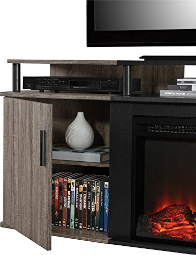 Ameriwood Home Carson Electric Fireplace Tv Console For Tvs Up To 70", Weathered Oak #TOP3