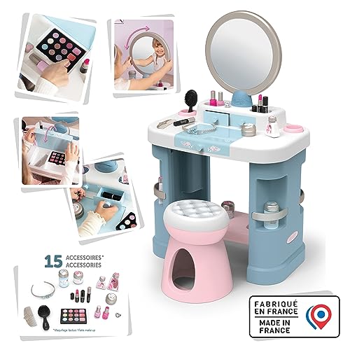 Smoby - My Beauty Coiffeuse - Coiffeuse Beauté pour Enfant - Coiffure + Onglerie + Maquillage Factice - 15 Accessoires - A Partir de 3 Ans - Fabrication Française