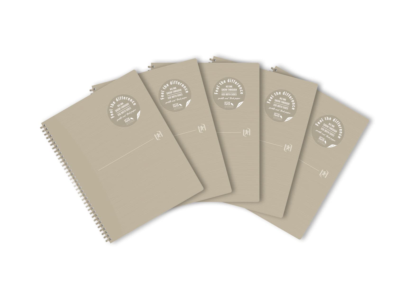 OxfordOrigins A4+ Cardboard Notebook Dual Spiral Binding 5x5 140 Pages Sand SCRIBZEE Compatible,5PCS