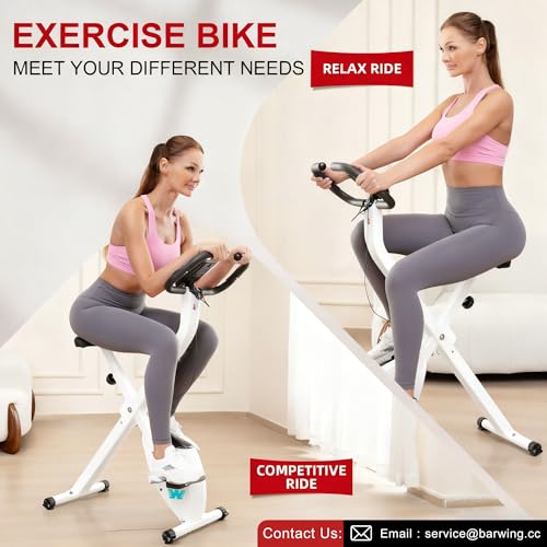 Image of BARWING Foldable Exercise Bike with Magnetic Resistance for Home | 3 IN 1 Stationary Bike with 16 Resistance Levels and 330 lb Capacity for Low-Impact Home Cardio Workouts