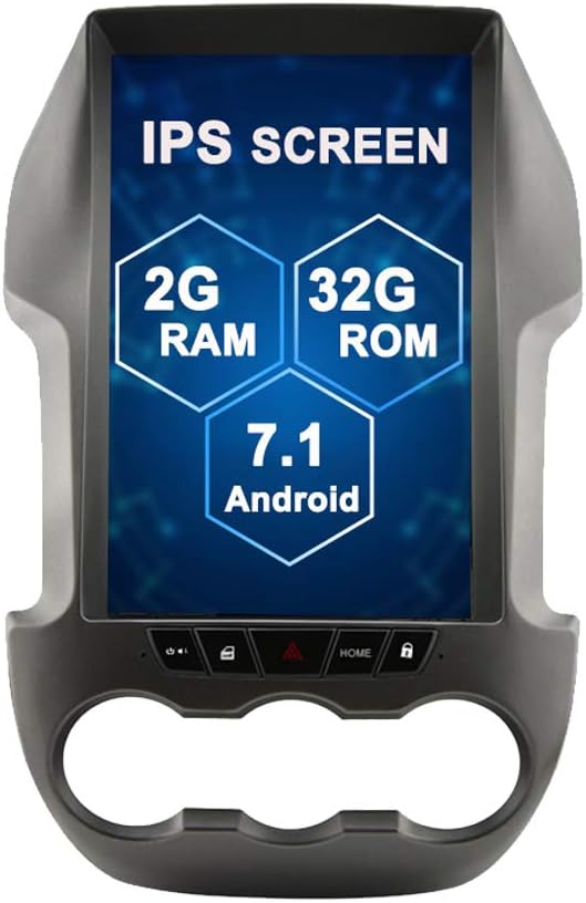 Flyunice 12.1 Inch IPS Vertical Screen Tesla Style Android 7.1 Touch Screen Car Stereo Radio GPS Navigation for Ford Ranger F250 2011 Up Headunit Multimedia Bluetooth WiFi 4G