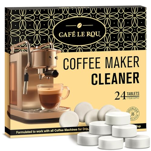 Cafe Le Rou Coffee Maker Cleaner and Descaler Tablets, Universal Cleaning Solution for All Coffee...