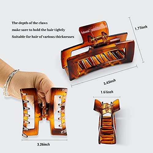 Cptots 5 Pcs Hair Claw Clips 3.43 Inche Rectangle Tortoise Transparent Jaw Clips Banana Clips For Women And Girls Hair Clips For Thick And Thin Hair Fashion Hair Styling Accessories 5 Colors #TOP5