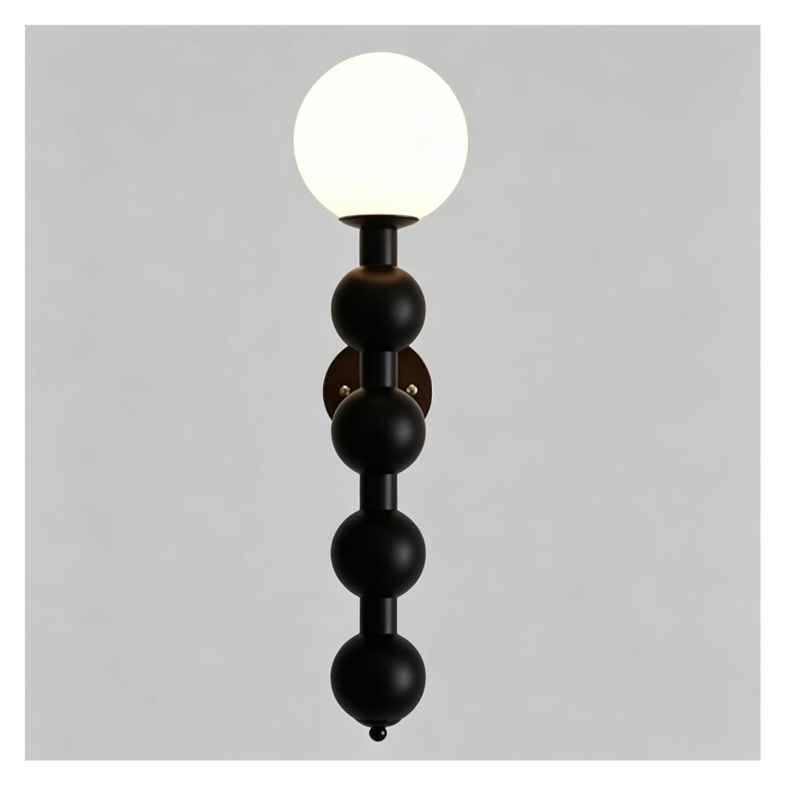 LUOYAOB Mid Century Modern Ash Wood Wall Sconce Spherical Ball Design Milky Glass Globe Vertical Wall Light Walnut Brown Bedroom Living Room Hallway Entryway Fixture(Dark)