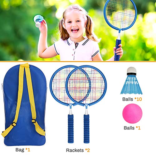 WIOR Badminton Set for Kids with 2 Badminton Rackets and 10 Nylon