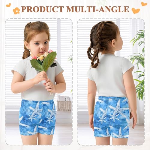Blue Ocean Starfish Girls Shorts Elastic Waist Sports Shorts Girls Leggings Pants for 4-10 Years3