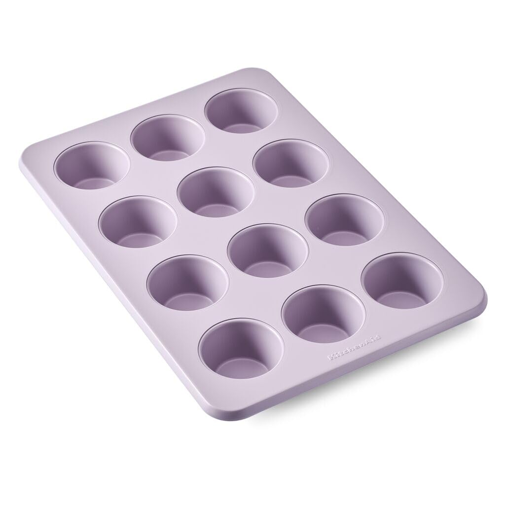 12-Cup Nonstick Aluminized Steel Muffin Pan, Dishwasher Safe, Wildflower