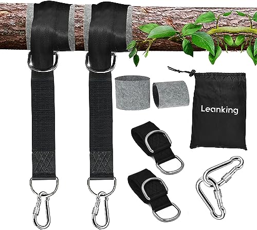Tree Swing Hanging Straps Kit Anti-Broke Pad Holds 2000 lbs Heavy Duty 5FT Extra Long, 2 PCS Tree Swing Straps Waterproof Straps/ 2 Safer Lock Carabiners/ 1 Bag for Hammock, Camping, Easy Installation