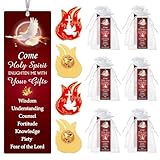 Supervitae 48 Pcs/ 24 Sets Come Holy Spirit Pin and Bookmark Gift Bulk, Include 24 Come Holy Spirit Bookmarks 24 Flame Cross Pin for Pentecost Adult Church Party Favors