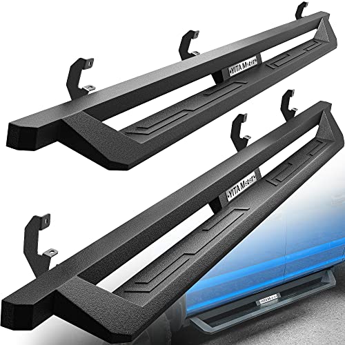 YITAMOTOR Drop Running Boards Compatible with 2019-2025 Chevy Silverado/GMC Sierra 1500 Extended/Double Cab, 2020-2025 2500HD 3500HD, Off-Road Side Steps, Black Powder Coated Nerf Bars