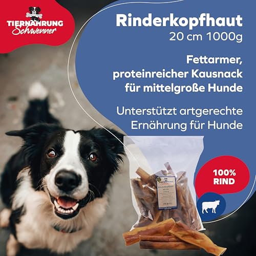 Tiernahrung Schwenner Rinderkopfhaut Hunde, 1000g, 20cm, getrocknet – Ansicht 2