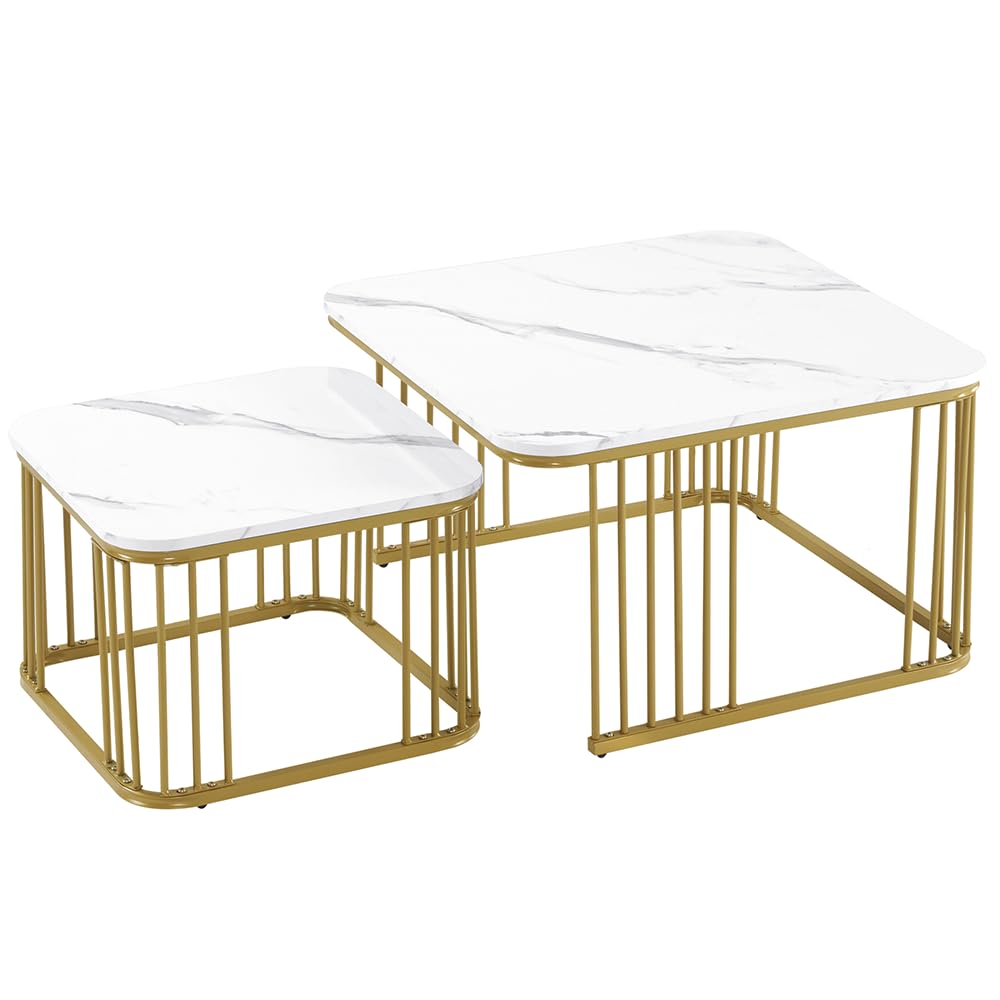 Tables d'appoint modernes aspect marbre pour un balcon abrité ou un salon contemporain chic