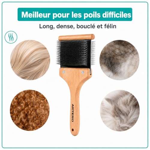 Artero Bella Carde Double Flexible - Pour Démêler et Étirer le Pelage, Écologique en Bambou, Pour Chiens et Chats – vue 6