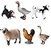 JOKFEICE Figuras de animales 6 pcs Realista Plástico Figuras de aves de corral Incluye Perro, Ganso, Ternero Holstein etc. Proyecto de Ciencia, regalo de cumpleaños, Decoración de Pastel para niños(A)