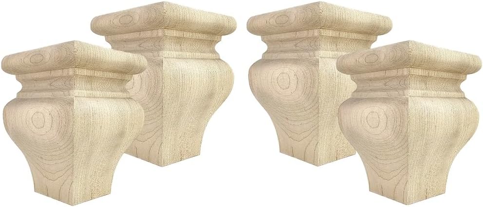Square Abilene Bun Foot - 4 1/2 Tall x 3 3/8 Wide (Maple) (Set of 4)