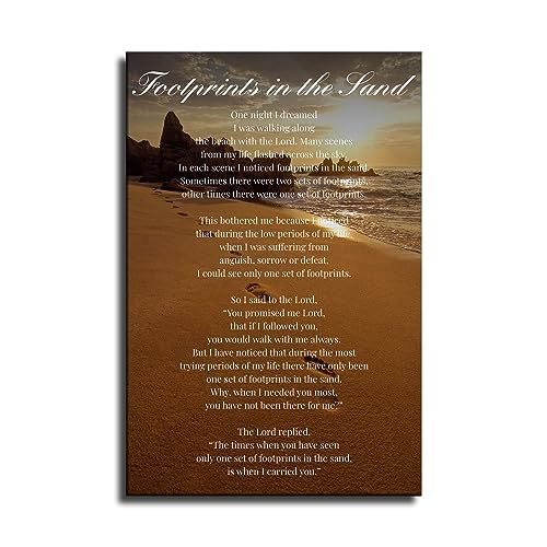 ULLiaN Poster für Schlafzimmer, Fußabdrücke im Sand, Gedicht, inspirierendes Poster, Wandkunstdruck, Bild, Leinwand, Wanddekoration für Schlafzimmer, 30,5 x 45,7 cm, Nr. gerahmt ULLiaN Poster für Schlafzimmer, Fußabdrücke im Sand, Gedicht, inspirierendes Poster, Wandkunstdruck, Bild, Leinwand, Wanddekoration für Schlafzimmer, 30,5 x 45,7 cm, Nr. gerahmt