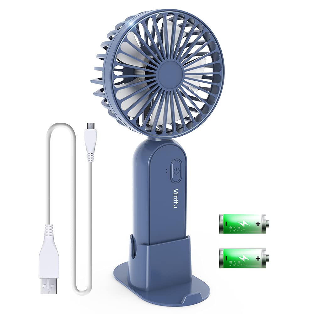 Viinffu Handheld Fan, Portable Personal Fan with Adjustable 3 Speeds, 4000mAh Battery Operated Last for 10 hours, Desk USB Mini Cooling Fan for Outdoor, Indoor, Dark Blue