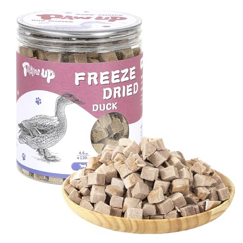 PAWUP Freeze Dried Duck Treats for Cats Dogs, Rawhide Free Freeze-Dried Raw Food Topper, High Protein, Gluten&Grain Free, 4.6oz