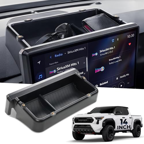 Katorn Dashboard Storage Tray Dash Organizer for Toyota Tacoma 2026 2025 2024 & 4Runner 2026 2025 (Only for 14 inch Screen) Interior Accessories Center Console Organizer Storage Tray Black
