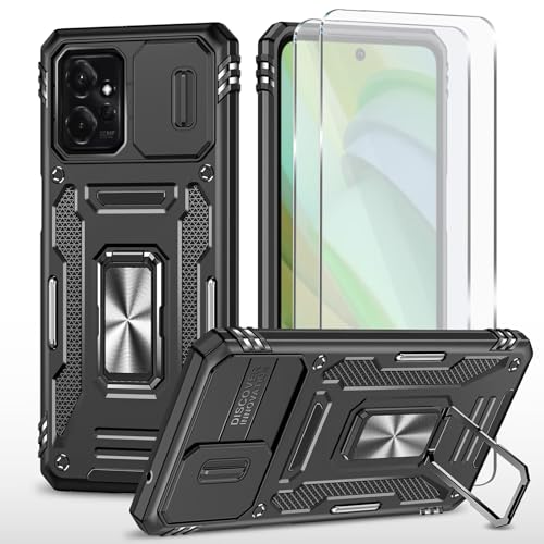 Magnetica Supporto Custodia per Motorola Moto G53.2X Salvaschermo in Vetro Temperato Protezione Fotocamera Militare Antiurto per Moto G53-Nero