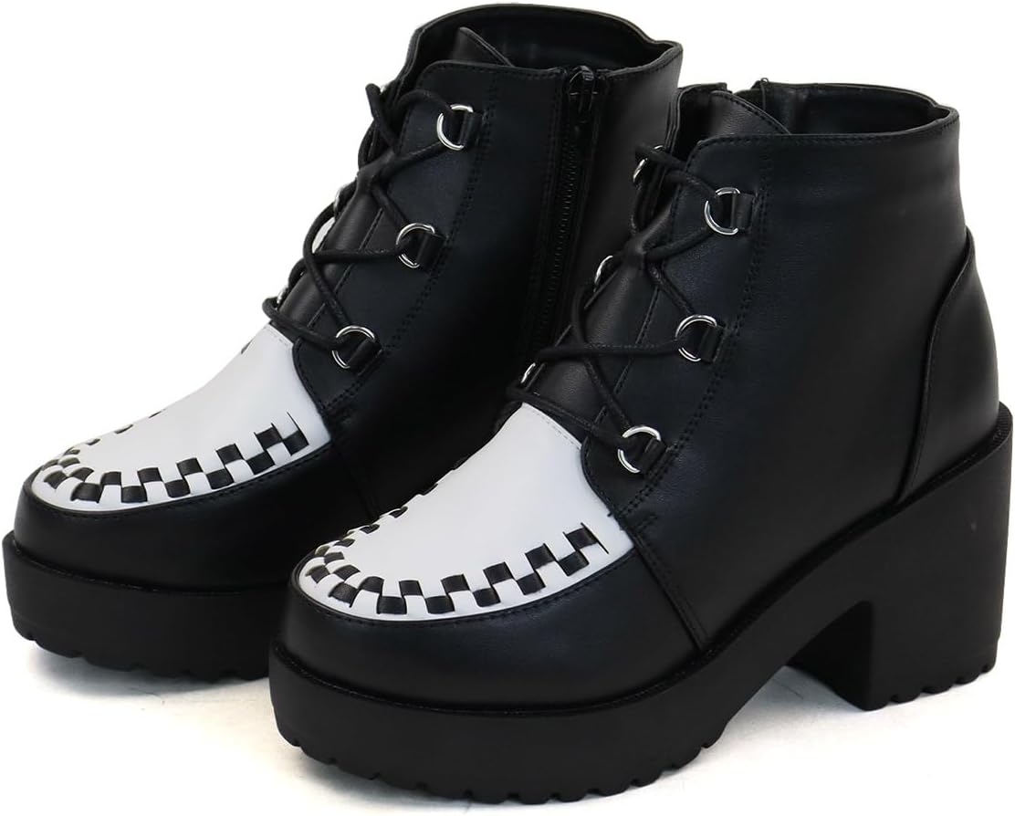 LOVE HUNTER(ラブハンター) mens PlatformLace-up Short Boots Oxford Thick Sole 8cm Heel Platform U-Tip