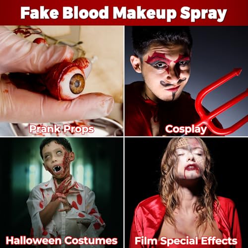 BOBISUKA Fake Blood Spray for Cosplay - Vampire Blood Washable for Clothes and Face - Fake Blood Makeup (Dark, 50ml)