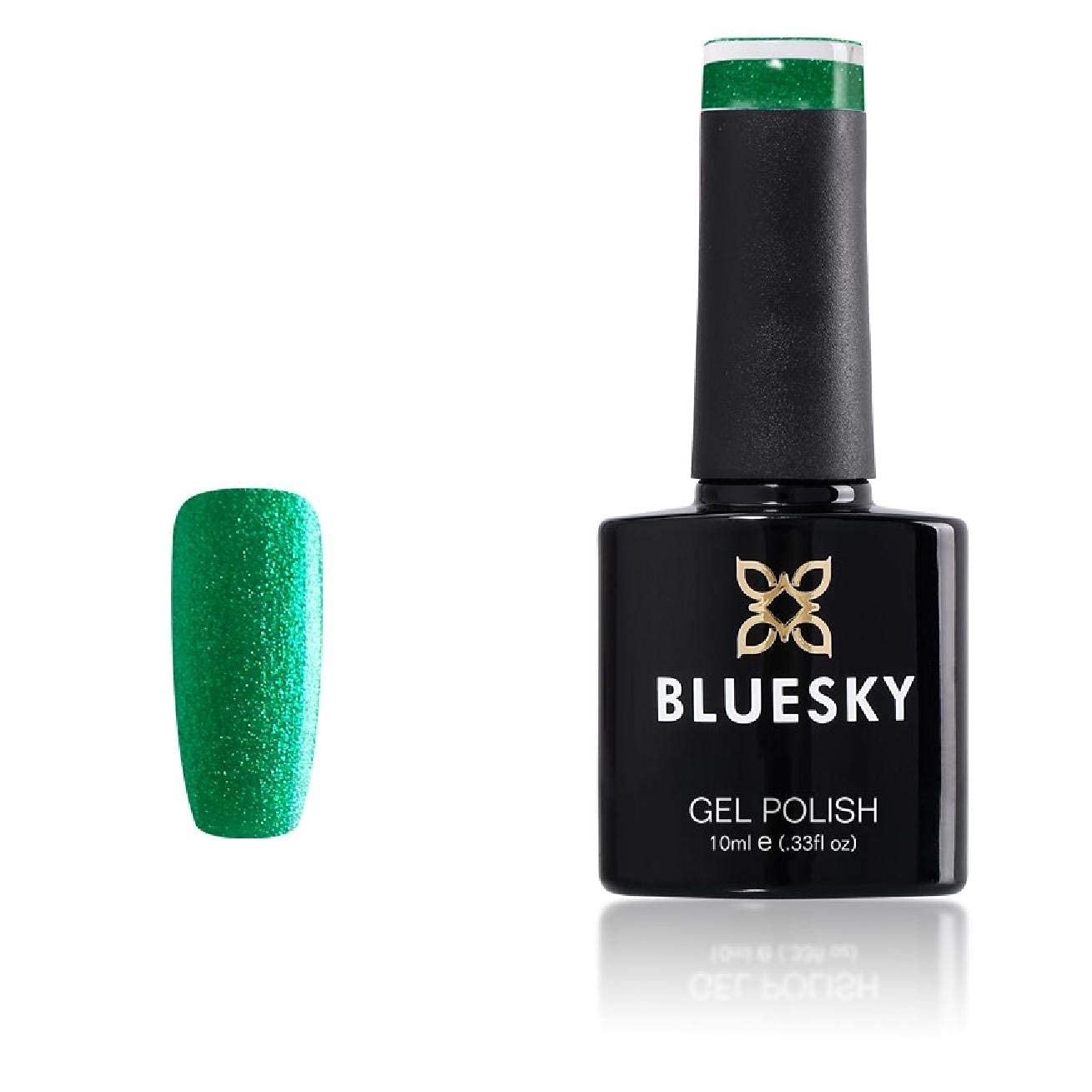Bluesky Gel Nail Polish, Emerald Green Sj04, Glitter, Long Lasting, Chip Resistant, 10 ml (Requires Drying Under UV LED Lamp)