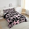 Feelyou Bow Bedding Set Boys Girls Queen Size Black Pink Girls Bow Comforter Set for Kids Women Men Ultra Soft Cute Bowknot Comforter Kawaii Bow Duvet Set Room Decor Lovely Decor Quilt Set #4