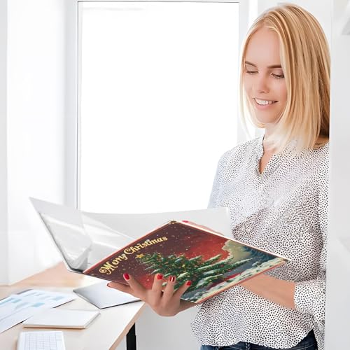 Image of 3 Ring Binder Christmas Tree Christmas 1.5 inch Binders Three Ring Binders with Clipboard Fit 8.5'' x 11'' Paper 3 Interior PVC Clear Pockets for Office Supplies