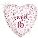 Betallic 91865 18 in. Glitter Sweet 16 Holo Flat Foil Balloon, Pack of 5