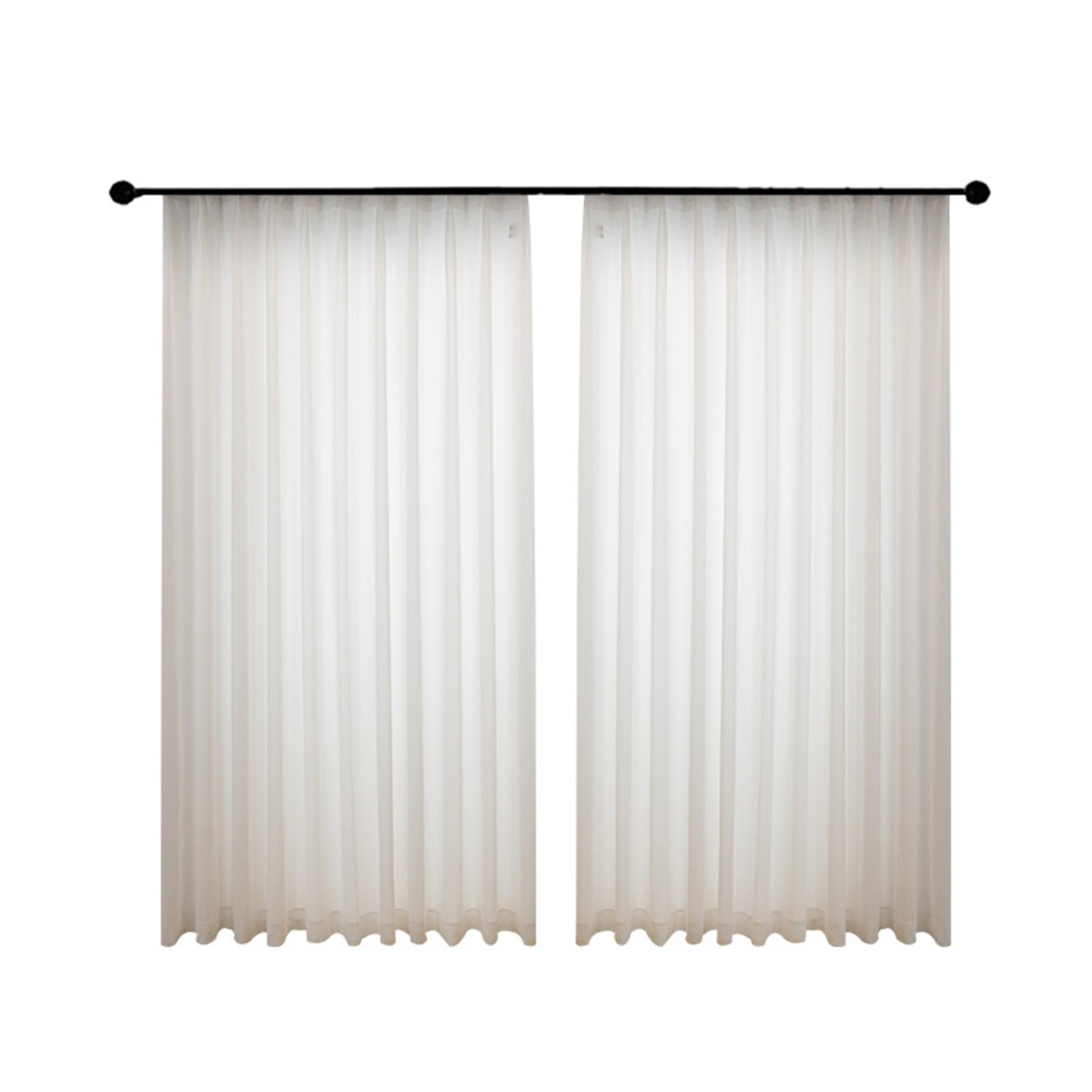 1 Paire de Rideaux Voilage, Rideau Voile Fenetre Polyester à Crochets Uni Épaissir avec Texture Géométrique Rideau pour Chambre Salon Fenêtre Intérieurs Blanc, 102L x 244H cm