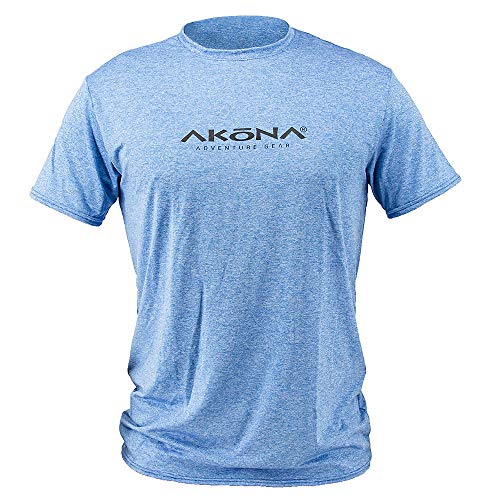 AKONA Men's Short Sleeve Rash Guard, Sun Shirt SPF50+, and Watersports Top. Snorkeling, Surfing, Paddling, Kayaking, Diving (Blue, 2X-Large)