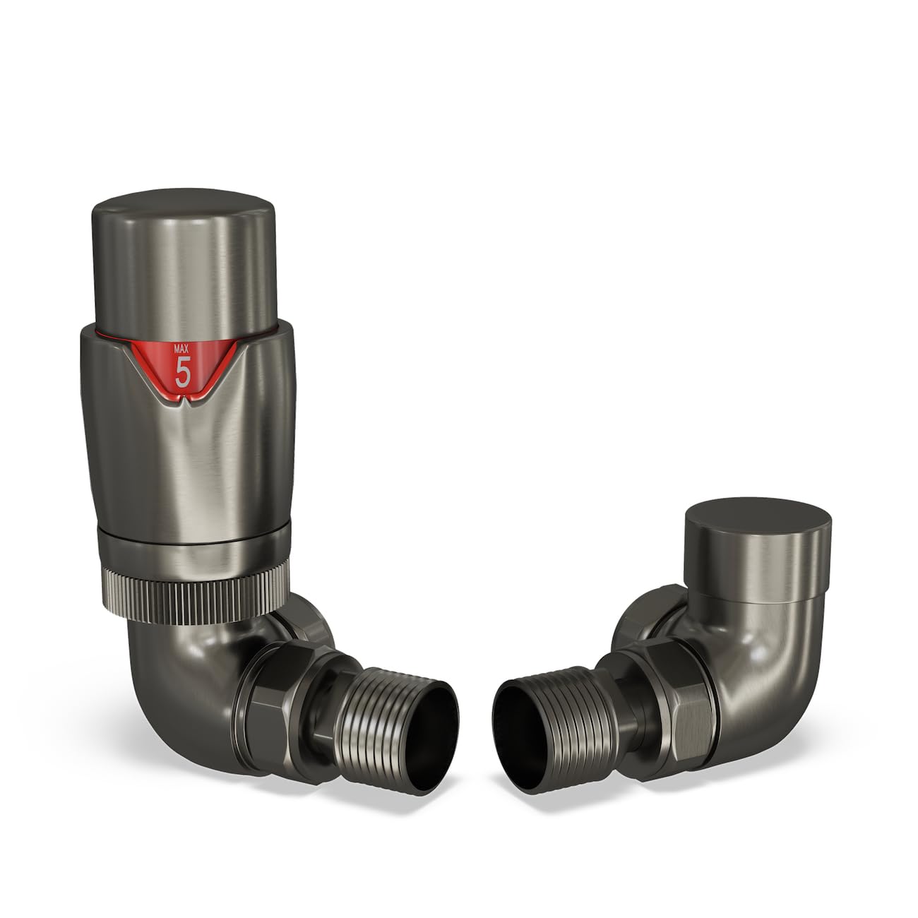 UK Radiators Thermostatic Radiator Valve (TRV), 15mm Corner Lockshield, Old Style Pewter Colour