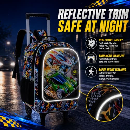 Image of CCJPX Rolling Backpack for Boys, Kids Roller School Bag with Wheels Toddler Wheeled Bookbag Elementary