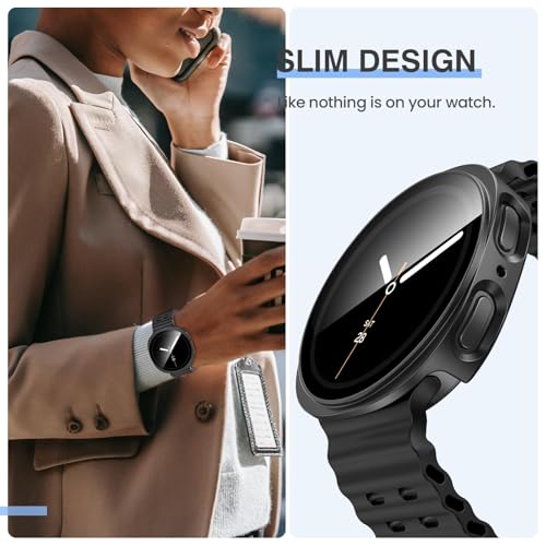 Image of VEMIGON Hard PC Case Compatible with Samsung Galaxy Watch 8 2025 Screen Protector Case 40mm, High Sensitive Protective Face Cover with Bumper Built-in Tempered Glass Film - (40mm Black)