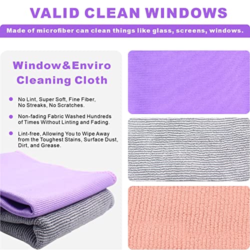 Window Cleaning Cloth & Enviro Cloth, Basic Package Window Cloth & Enviro Cloth. For Cleaning Home, Car, Restaurant, Bar, Hotel Office. Clean And Leave No Traces. (Grey & Purple & Pink Set). 3 Pack. #TOP2