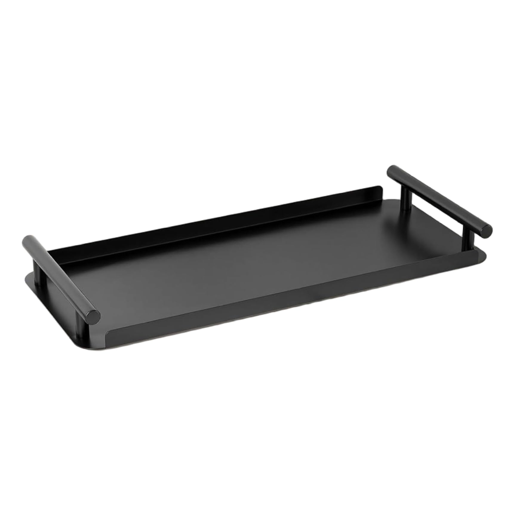 Tsawntd Black Bathroom Tray Countertop, 14x5.7x1.4 inch Soap Dispenser Tray with Handle Non-Slip Decorative Vanity Trays for Bathroom, Dresser Vanity Trays for Countertop
