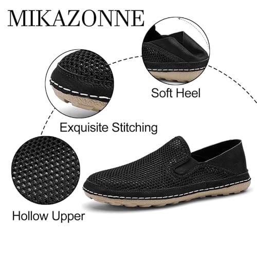 Men's Knit Mesh Casual Flat Slip On Shoes Comfort Round Toe Breathable Non Slip Hollow Loafers Lightweight Outdoor Driving Work Penny Shoes3
