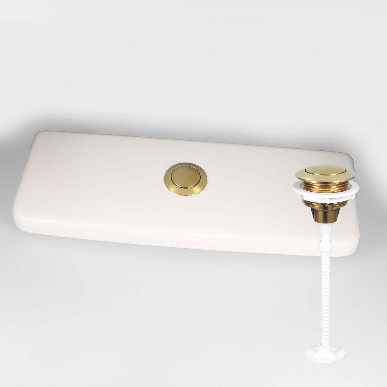 MagiDeal Repuestos para botón de descarga de inodoro, universal, redondo, de 38 mm, botón de un solo pulsador para tanque de inodoro, fácil de instalar para, Oro