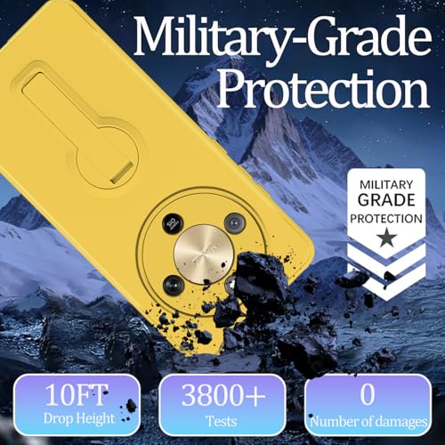 Coque Honor Magic 8 Lite en silicone jaune avec support et dragonne